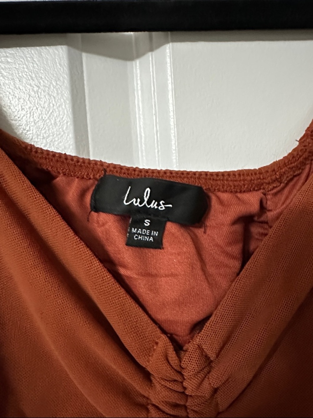 Lulu's Burnt Orange Ruched Crop Top - Picture 3 of 4